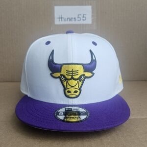 New Era Chicago Bulls Snapvack Cap (White,  Purple & Yellow)